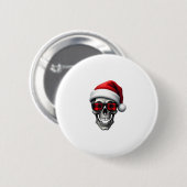 Badge Rond 5 Cm Skull Plaid Santa Hat Christmas Pajama Cool Skelet (Devant & derrière)