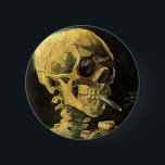 Badge Rond 5 Cm Skull with Burning Cigarette by Vincent van Gogh<br><div class="desc">Skull with Burning Cigarette by Vincent van Gogh is a vintage fine art post impressionism still life painting. A portrait of human skeleton smoking. Great image to use for anti-smoking products. Smoking kills 1, 000s every year, help someone to quit smoking today. Great image for Halloween or Día de los...</div>