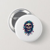 Badge Rond 5 Cm Skullmas � drôles Xmas Squelette (Devant & derrière)