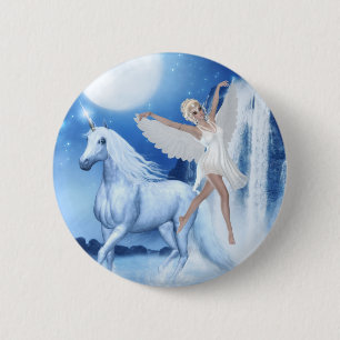 Badge Rond 5 Cm Sky Féerie Aspar et Unicorn