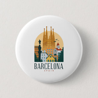 Badge Rond 5 Cm Skyline de Barcelone