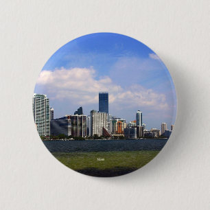 Badge Rond 5 Cm Skyline Miami Floride