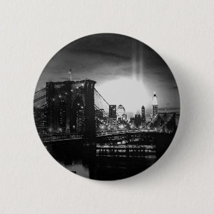 Badge Rond 5 Cm Skyline New York noir et blanc