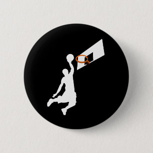 Badge Rond 5 Cm Slam Dunk Basketball Player - White Silhouette