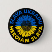 Badge Rond 5 Cm Slava Ukraini Heroiam tournesol de slave drapeau U (Devant)