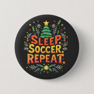 Badge Rond 5 Cm Sleep Soccer Répéter l'arbre de Noël Soccer Lover
