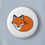 Badge Rond 5 Cm Sleeping Cartoon Fox<br><div class="desc">Stylized cartoon drawing of a curled up sleeping fox.</div>