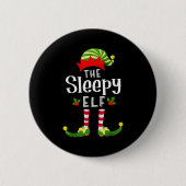 Badge Rond 5 Cm Sleepy Christmas Elf Matching Pajama X-mas Party (Devant)
