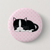 Badge Rond 5 Cm Sleepy Kitty {Tuxedo} (Devant)