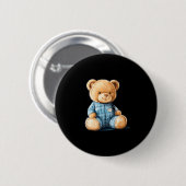 Badge Rond 5 Cm Sleepy Teddy Bear In Cute Pajama Outfit (Devant & derrière)