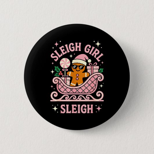 Badge Rond 5 Cm Sleigh Girl Cute Cookie Christmas  (Devant)