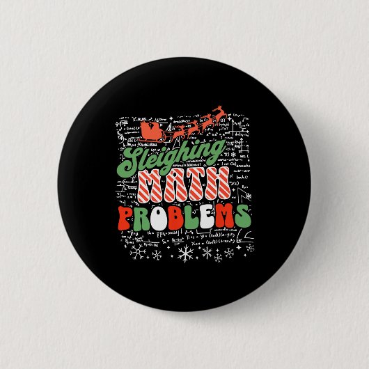 Badge Rond 5 Cm Sleighing Math Problem Math Enseignant Noël (Devant)