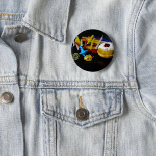 Badge Rond 5 Cm SlipperyJoe Hanukkah nature morte symbolique fête