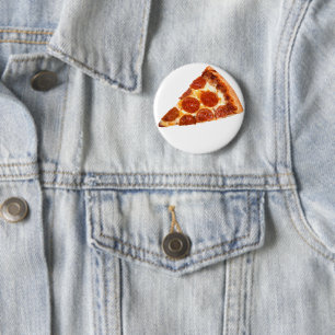 Badge Rond 5 Cm SlipperyJoe's classique pepperoni pizza tranche fo
