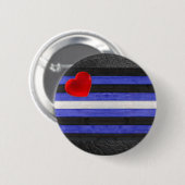 Badge Rond 5 Cm SlipperyJoe's cuir drapeau orgueil noir bleu royal (Devant & derrière)