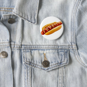 Badge Rond 5 Cm SlipperyJoe's hot dog niché doucement pain jaune v