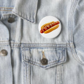 Badge Rond 5 Cm SlipperyJoe's hot dog niché doucement pain jaune v (En situation)