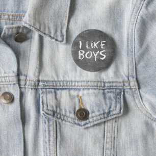 Badge Rond 5 Cm SlipperyJoe's J'aime les garçons tableau noir sale