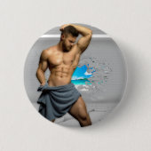 Badge Rond 5 Cm SlipperyJoe's Man serviette brisée mur de brique b (Devant)