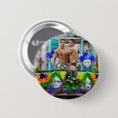 Badge Rond 5 Cm SlipperyJoe's Mardi Gras masques perles décoration (Devant & derrière)