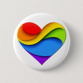 Badge Rond 5 Cm SlipperyJoe's orgueillement coeur courbes forme 3D (Devant)