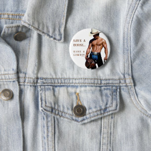 Badge Rond 5 Cm SlipperyJoe's Save a horse Ride A Cowboy casquette