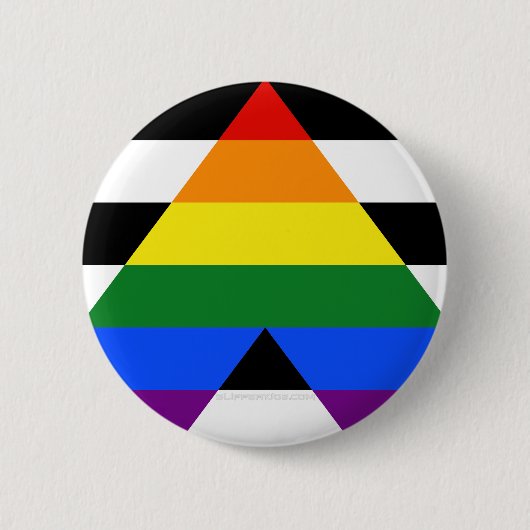 Badge Rond 5 Cm SlipperyJoe's Straight Ally Drapeau gay cadeaux LG (Devant)