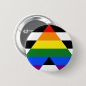 Badge Rond 5 Cm SlipperyJoe's Straight Ally Drapeau gay cadeaux LG (Devant & derrière)