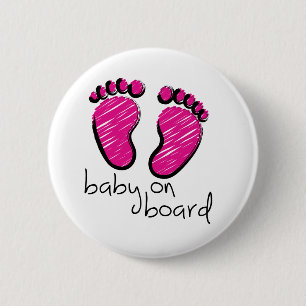 Badge Rond 5 Cm Slogan baby girl on board - bébé fille à bord