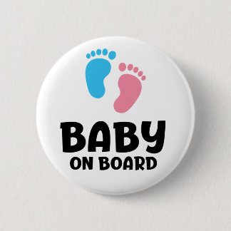 Badge Rond 5 Cm Slogan baby on board - bébé à bord, en voiture.