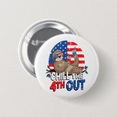 Badge Rond 5 Cm Sloth Chill 4th out Patriotic USA (Devant & derrière)