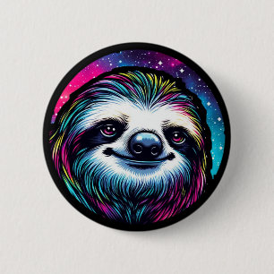 Badge Rond 5 Cm Sloth cosmique