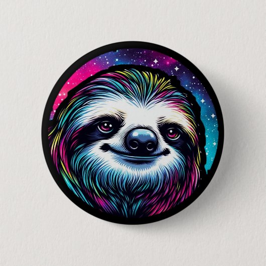 Badge Rond 5 Cm Sloth cosmique (Devant)