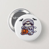 Badge Rond 5 Cm Sloth Halloween Mummy Kids Femmes Hommes Sloth Cla (Devant & derrière)