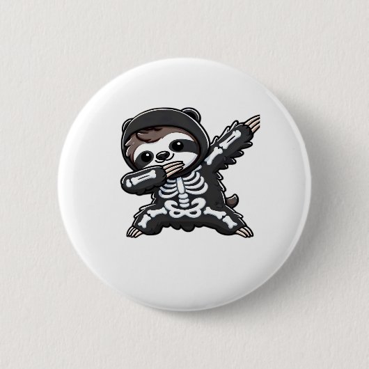 Badge Rond 5 Cm Sloth Halloween Squelette Enfants Femmes Hommes Ci (Devant)