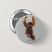 Badge Rond 5 Cm Sloth Hanging Out Thunder_Cove (Devant & derrière)