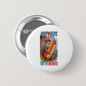 Badge Rond 5 Cm Sloth Hot Dog 4 juillet BBQ (Devant & derrière)