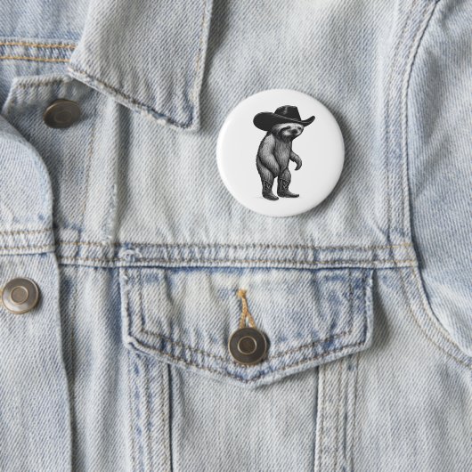 Badge Rond 5 Cm Sloth Howdy Sloth (En situation)