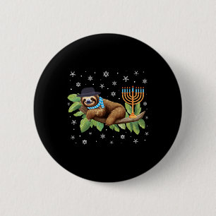 Badge Rond 5 Cm Sloth Menorah Hanoukka Chanukah Animal Sloths Jewi
