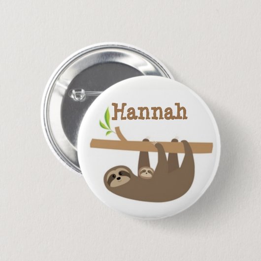 Badge Rond 5 Cm Sloth personnalisé (Devant & derrière)