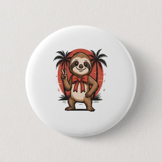 Badge Rond 5 Cm Sloth Summer Beach Rocking (Devant)