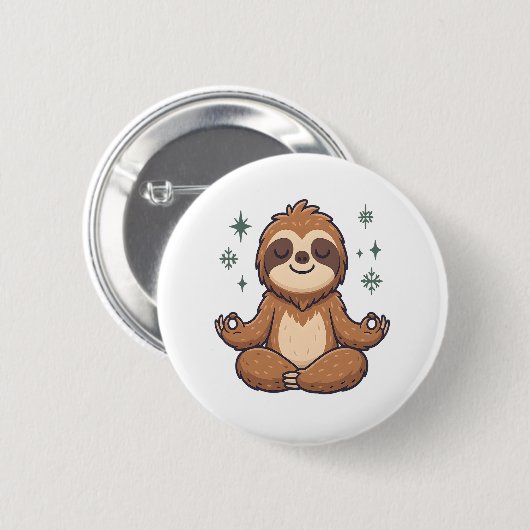 Badge Rond 5 Cm Sloth Yoga Sloth (Devant & derrière)