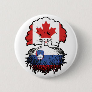 Badge Rond 5 Cm Slovénie Drapeau canadien slovène des racines d'ar