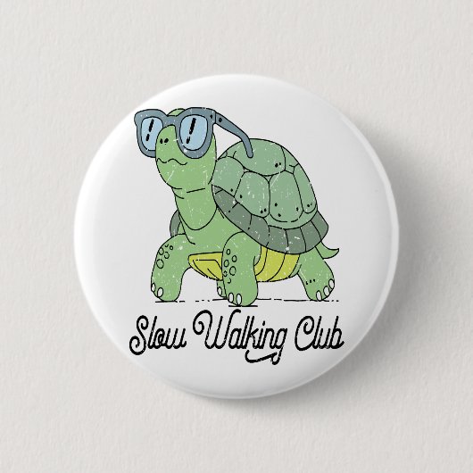 Badge Rond 5 Cm Slow Walking Club Cute Funny Turtle (Devant)