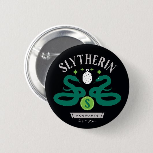 Badge Rond 5 Cm SLYTHERIN™ House Double Snake Locket Graphique (Devant & derrière)