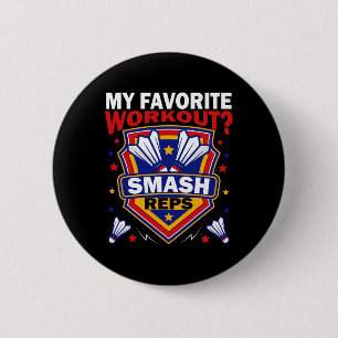 Badge Rond 5 Cm Smash Reps Badminton Jour Raquettes Navettes Qu