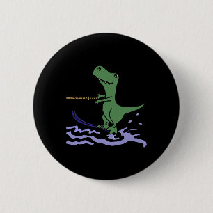 Badge Rond 5 Cm Smileteessports Drôle T-rex Dinosaure Ski nautique