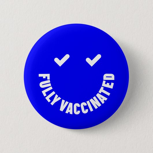 Badge Rond 5 Cm Smiley entièrement vacciné (Devant)