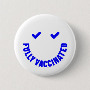 Badge Rond 5 Cm Smiley entièrement vacciné