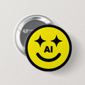 Badge Rond 5 Cm Smiley Face AI™ Button (Devant & derrière)